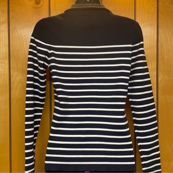 Pura cashmere Classic Navy/White Striped Women's Sweater XS 100%supima cotton - Picture 4 of 7
